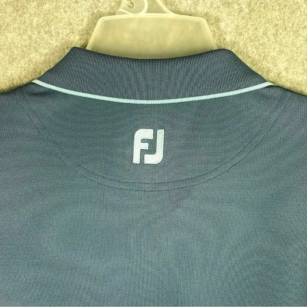 FootJoy FJ Shirt Mens Large Golf Polo Breton Stripe Short Sleeves Active Blue - Picture 7 of 13